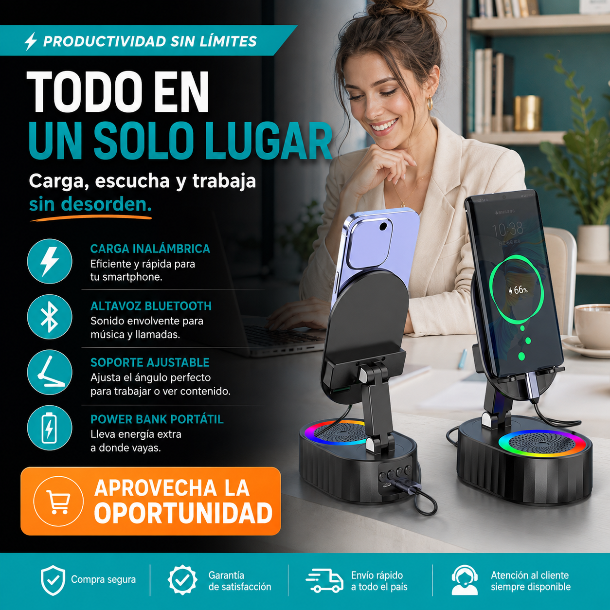 Soporte Cargador Con Parlante integrado