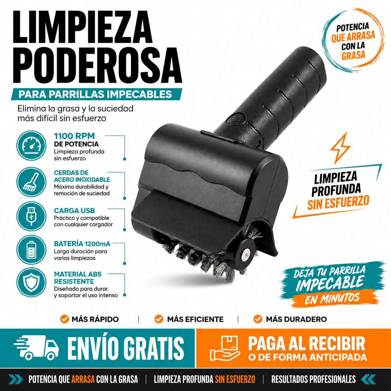 Cepillo Electrico Limpia Parrilla + 12 Pares de Guantes para parrilla