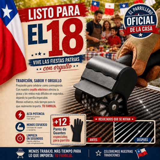 Cepillo Electrico Limpia Parrilla + 12 Pares de Guantes para parrilla